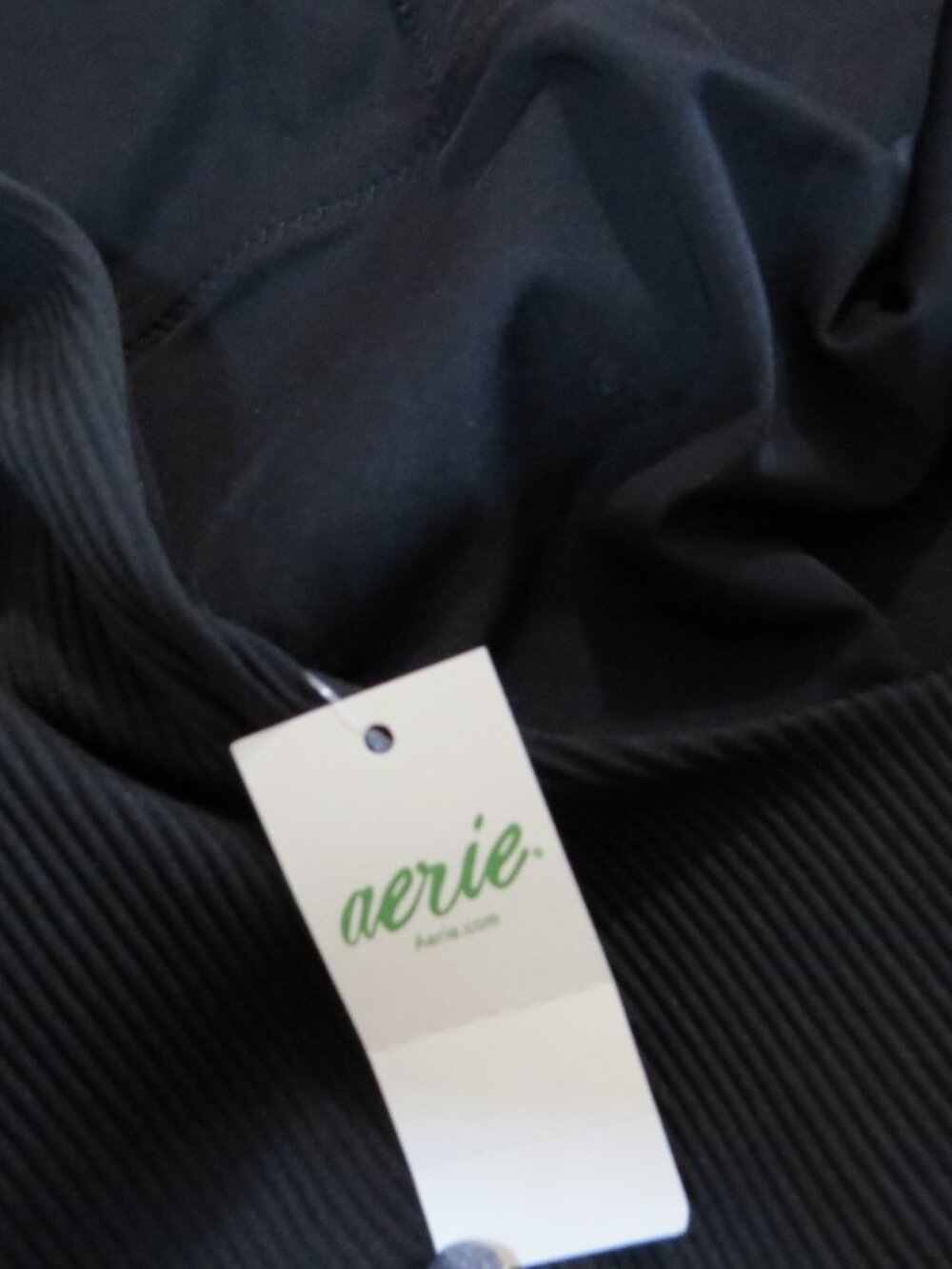NEW Aerie Ribbed Scoop One Piece Swimsuit SIZE Small Black, Side Ties - Picture 5 of 5